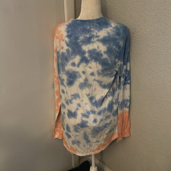 PacSun Scallop Fit Tie Dye Hoodie Blue/Orange L Beach Casual Boho Unisex Skater - Picture 2 of 11
